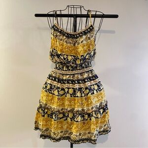 Vine & Valley Floral Yellow and Black Dress Size L